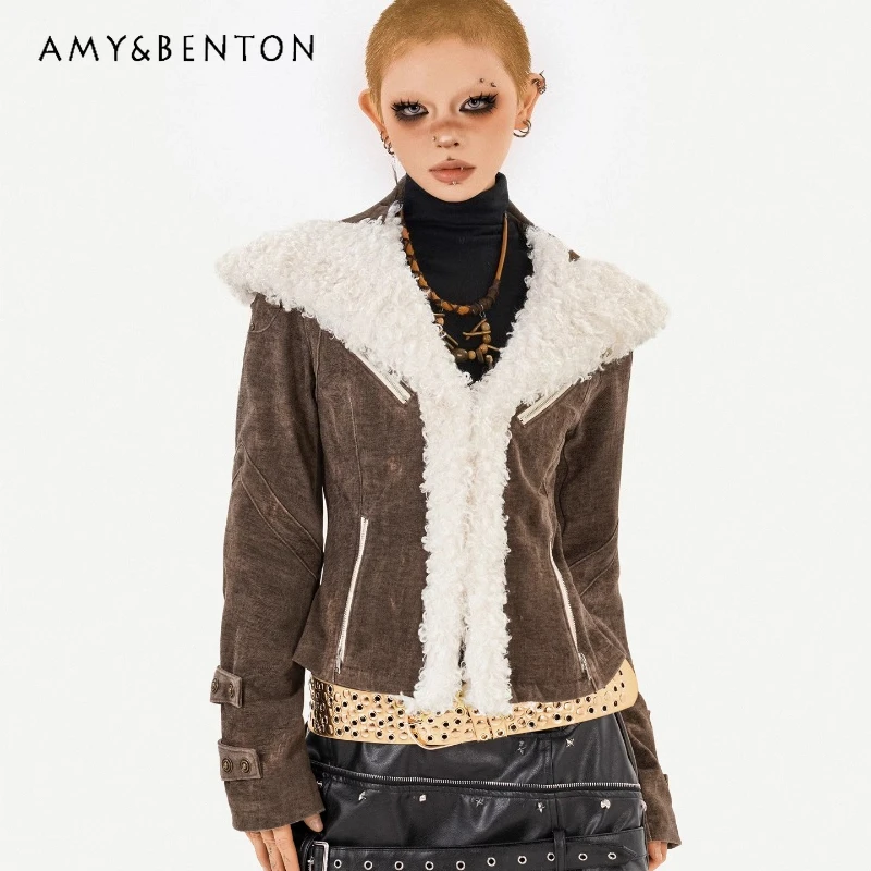 

Original Design Fur Collar Women's Denim Jacket 2025 Autumn Winter New Fleece Lined Warm Versatile Slimming Short Jackets Ladies