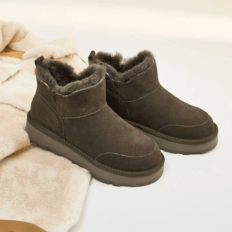 2024 Winter Thick-soled Fur Integrated Snow Boots Comfortable Lightweight Heightening Plus Fleece Warm Non-slip Cotton Shoes