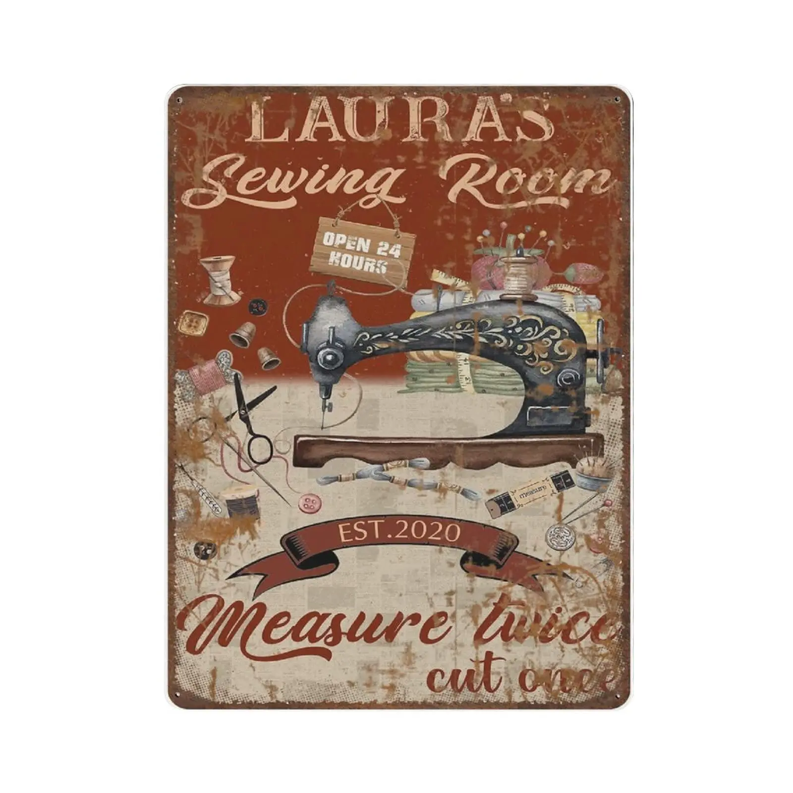 Retro Thick Metal Tin Sign-Sewing Room Sign -Novelty Posters，Home Decor Wall Art，Funny Signs for Home/Kitchen/Garage/Man Cave，S