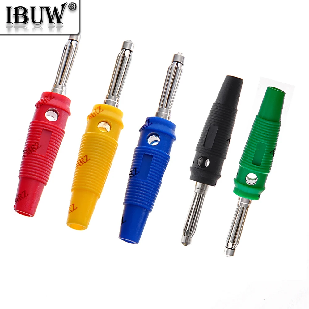 5PCS Blue Green Yellow Red 4mm 32A High Current Solderless Screw Side Stackable Banana Plug Connector Blue Green Yellow Red