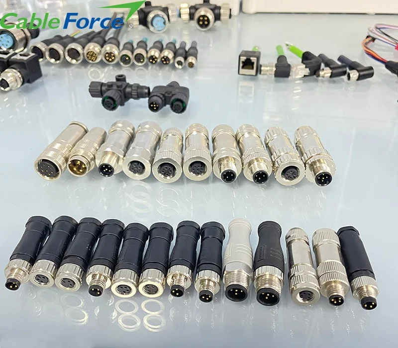 Locking Screw Design M8 Field Wireable Connector 4pin Female Screw Termination