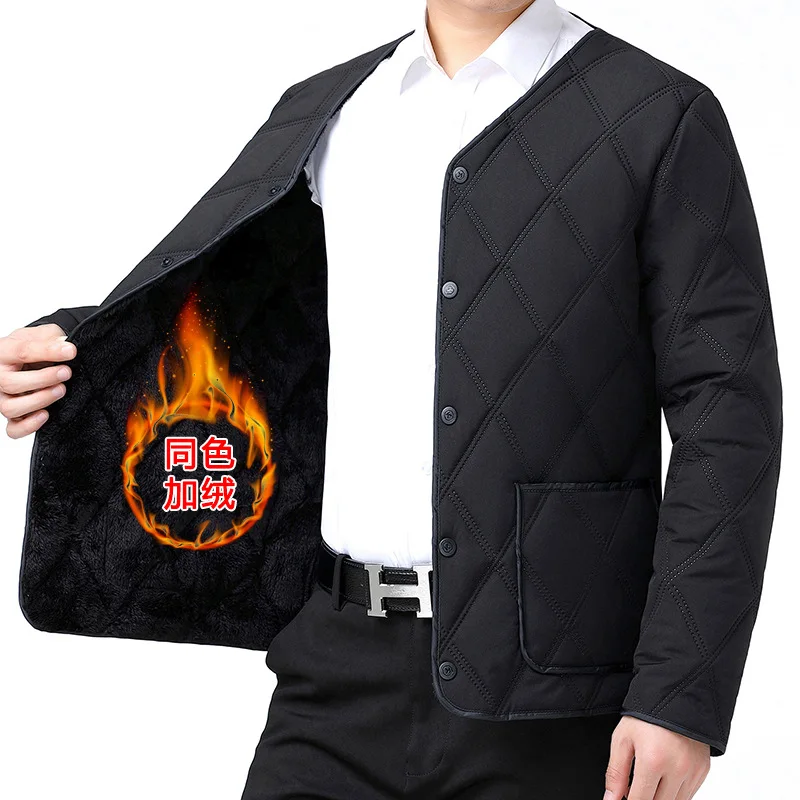 New Men's Winter Cotton Down Innerwear & Outerwear Short Thickened Fleece Winter Jacket for Men Warm Parkas for Dads AU-218