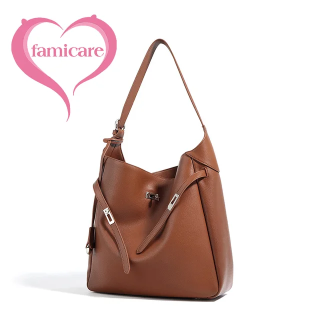 2024 Popularna damska torba Lady Ins Single Shoulder Bag Female Split Leather Belt Buckle Handbag Minimalistyczna torebka pod pachę Nowość
