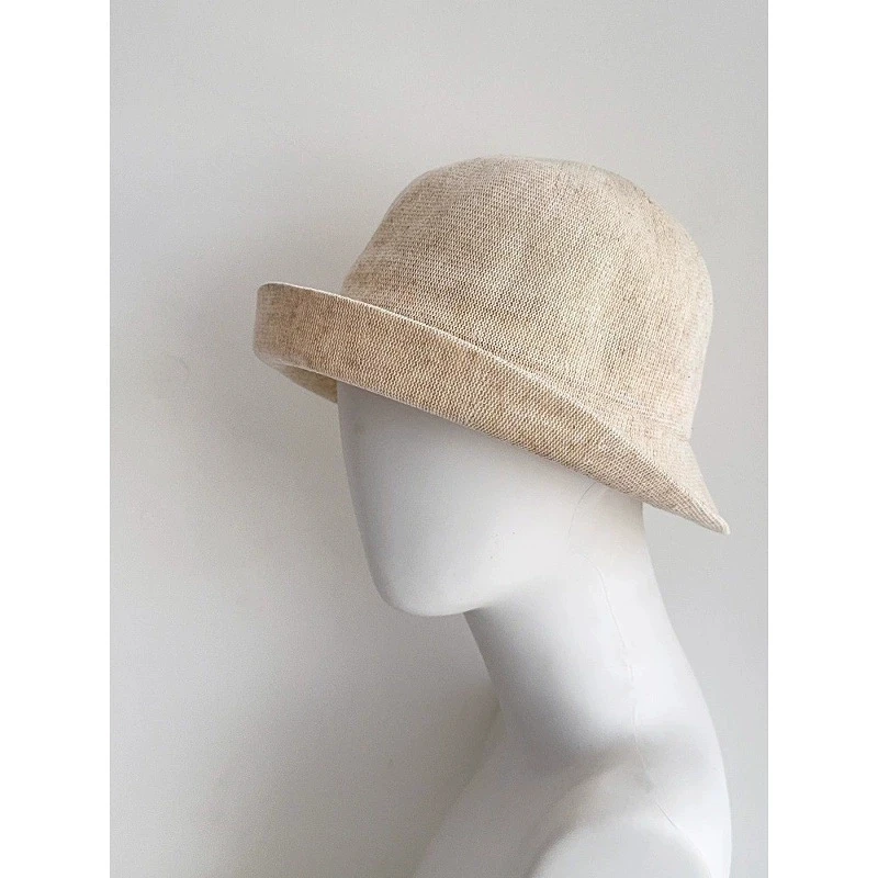 Tencel Linen Bucket Hat Summer Outdoor Sun Protection Hat Women's Rolled Brim Formal Hat Sunscreen Caps