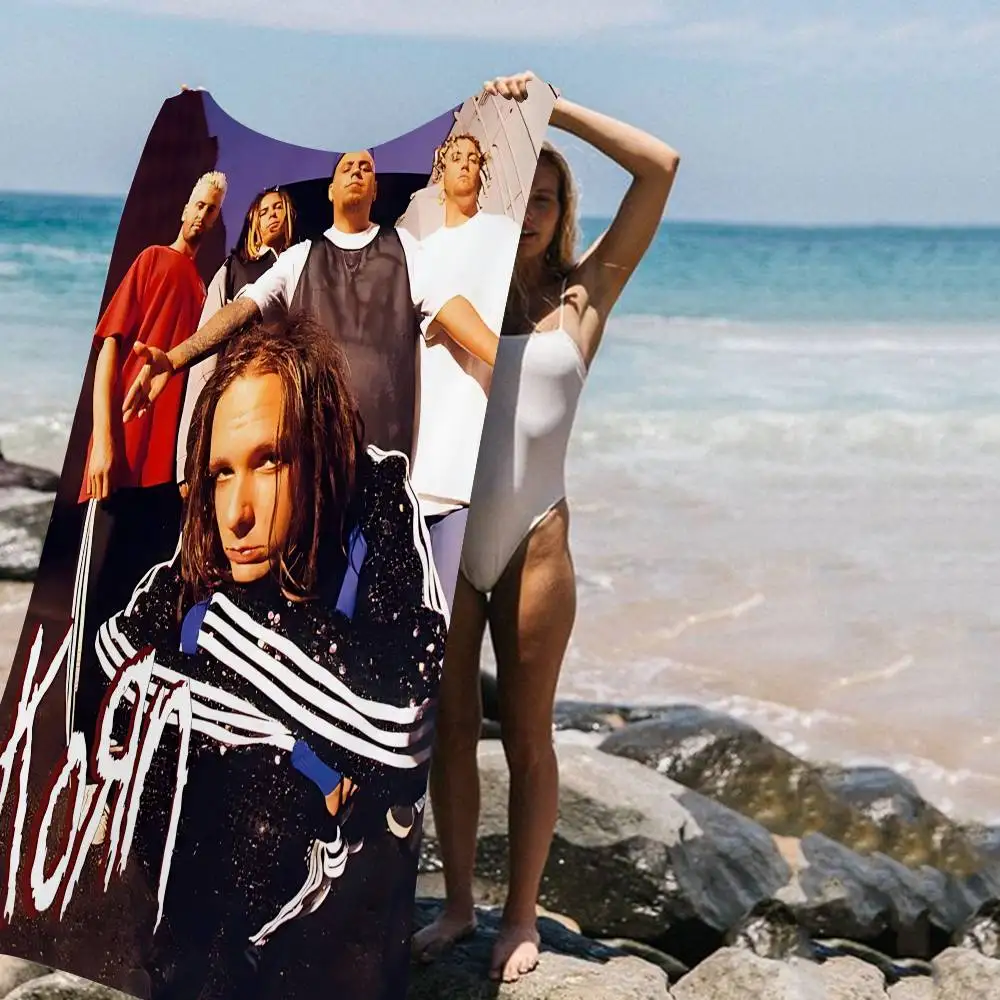 Metal Band K-Korn Bath Towel Microfiber Soft Water Absorbing Breathable For Girl Kids Decorative Cartoon Beach Towel