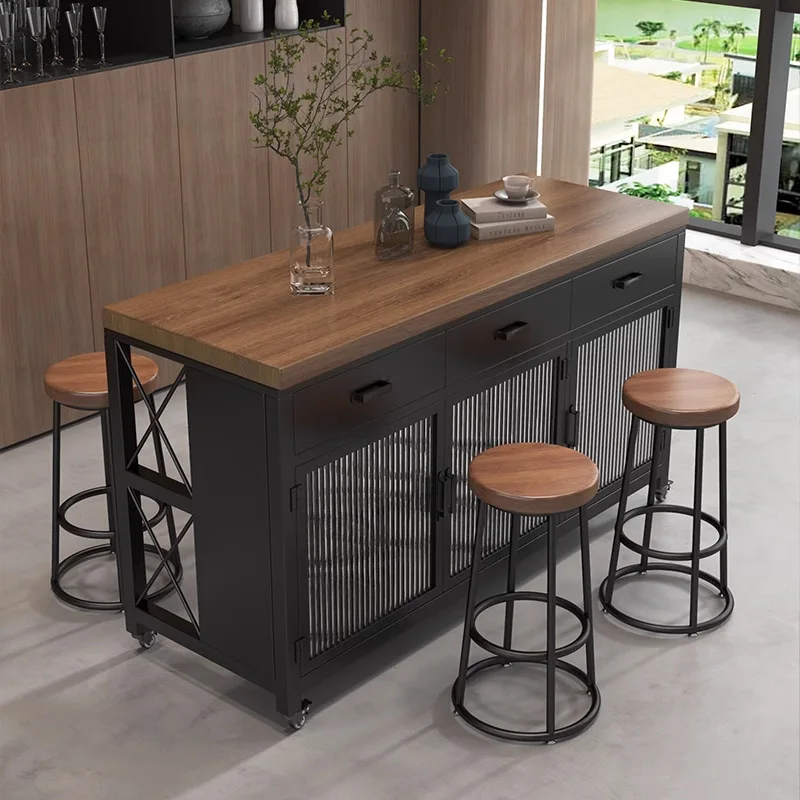 Movable mid-island counter, separate cooking, side table, small apartment, home open restaurant, hotel kitchen, bar