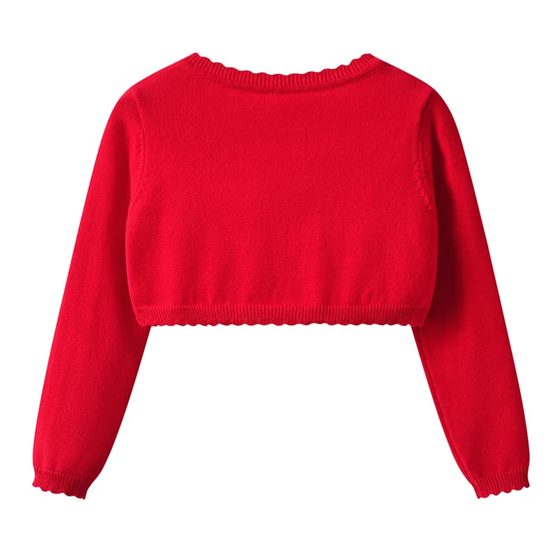 New Delivery Long Sleeve Knitwear Cardigan Sweater Young Girl Shawl 100%Cotton Spring Autumn Coat Bow Clothes 90-160 2-12y