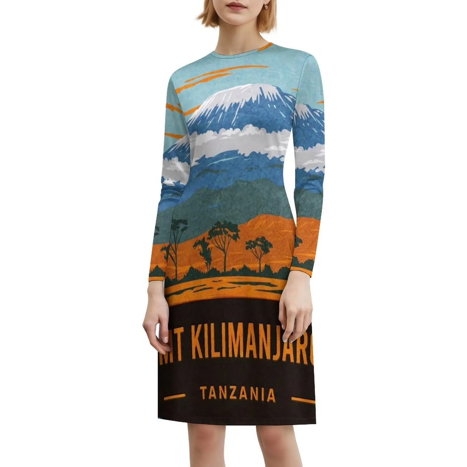 فستان حفلات نسائي من Mt Kilimanjaro تنزانيا ملابس خروج عصرية مطبوعة ملابس النادي للإناث جبل كليمنجارو تنزانيا جبل