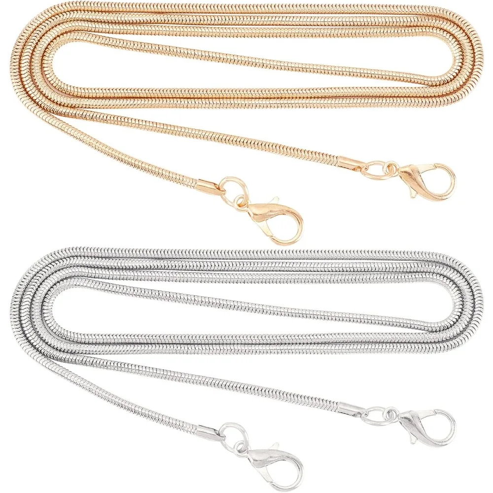 2 Colors Metal Skinny Snake Chain Bag Chain 110cm Handbag Replacement Chain Strap with Lobster Clasp for DIY Purse Handbags