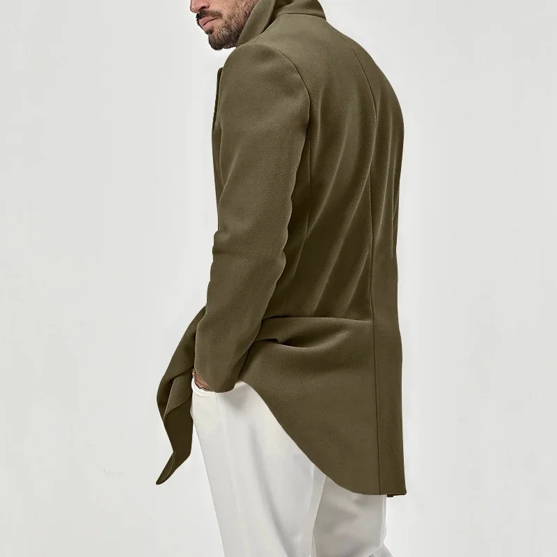 Abrigo Trench para Hombre, de Pana, Largo Medio, Estilo Italiano, para Oficina, Otoño-Invierno, con Solapa, Color Marrón, Cómodo, Ropa de Trabajo, Estilo Ejecutivo
