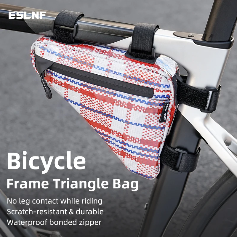 ESLNF Bicycle Bag Classic Retro Collection Plaid Weaving Rainproof Bicycle Bottom Tube Bag For MTB And Road Bicycle 2026 New