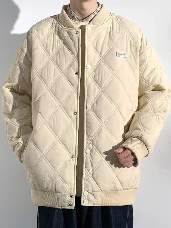 

Warm Thiened Cotton Jaet Men's Loose Baseball Collar Winter Coat Faionable Korean Sle Outerwear Ins Sle Polyester F...