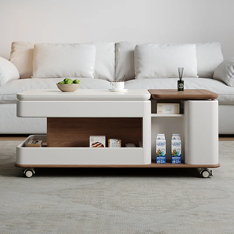 #Storage Living Room Tea Tables Modern Home Coffee Table with Casters Stylish Compact Center Table for Apartments