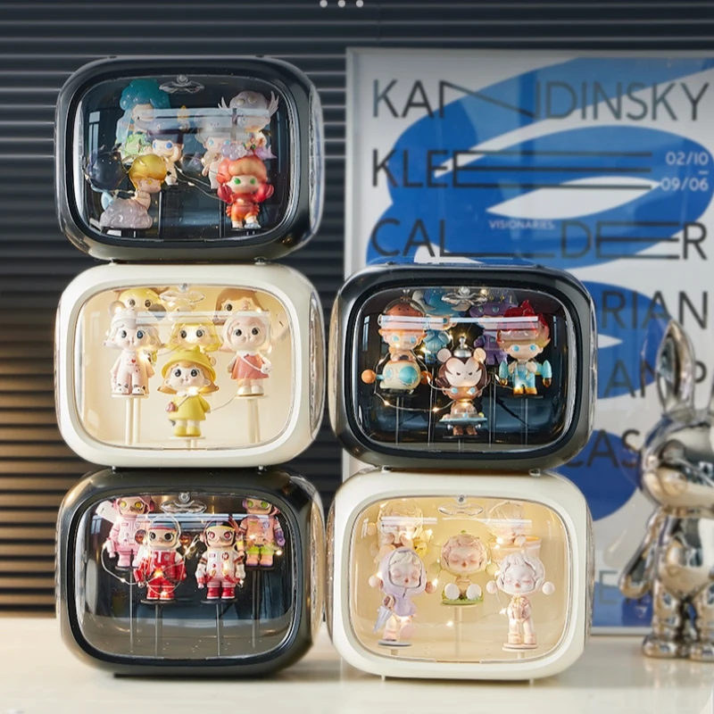 1/2/3/4 قطعة صندوق منظم أكريليك عرض مع أضواء LED للمقتنيات منظم تخزين شفاف لشخصيات الحركة