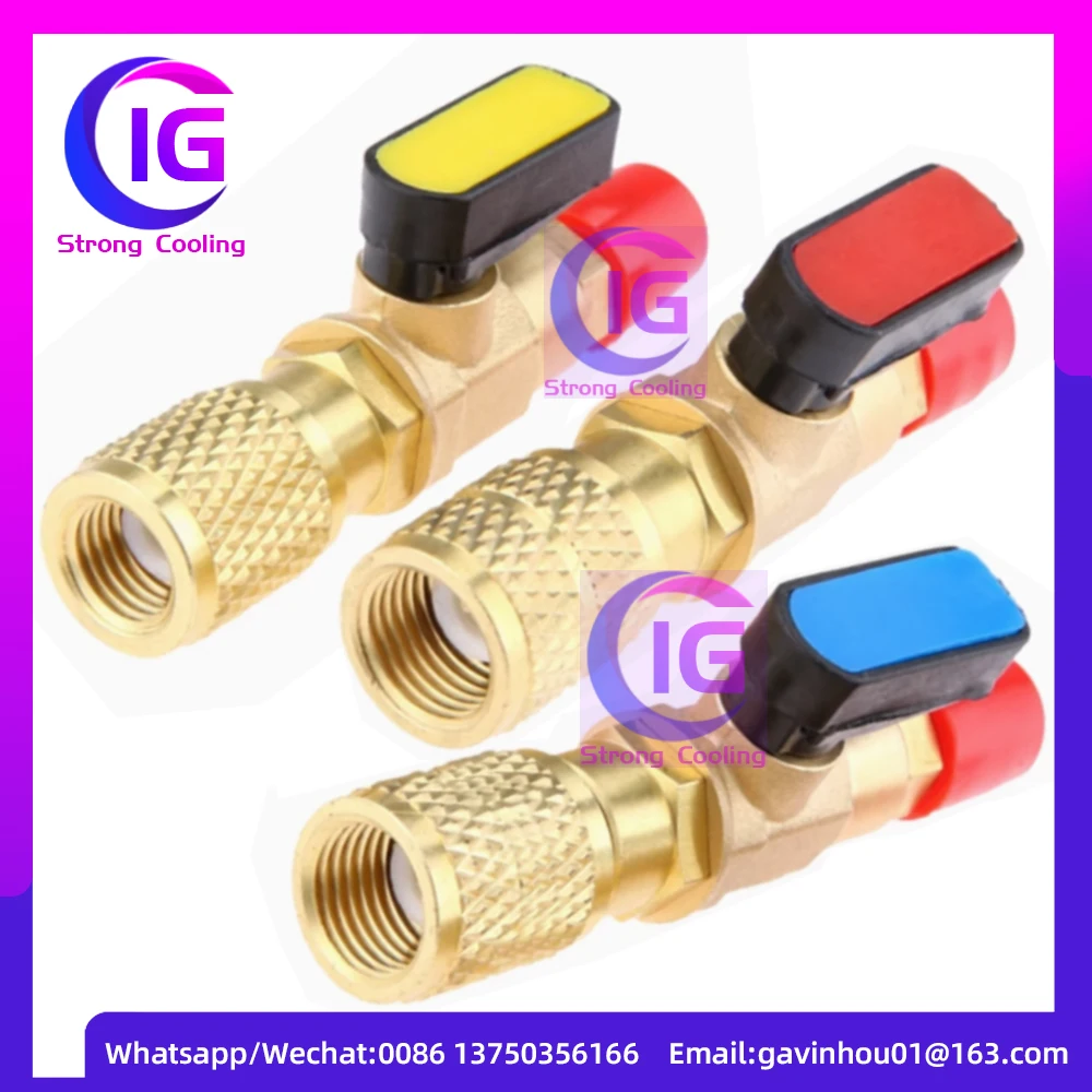 

Auto R22 Refrigerant Ball Valve Brass AC Refrigerant Shut-Off Valve Connecting to Hose Refrigeration Tool R410A Adapter
