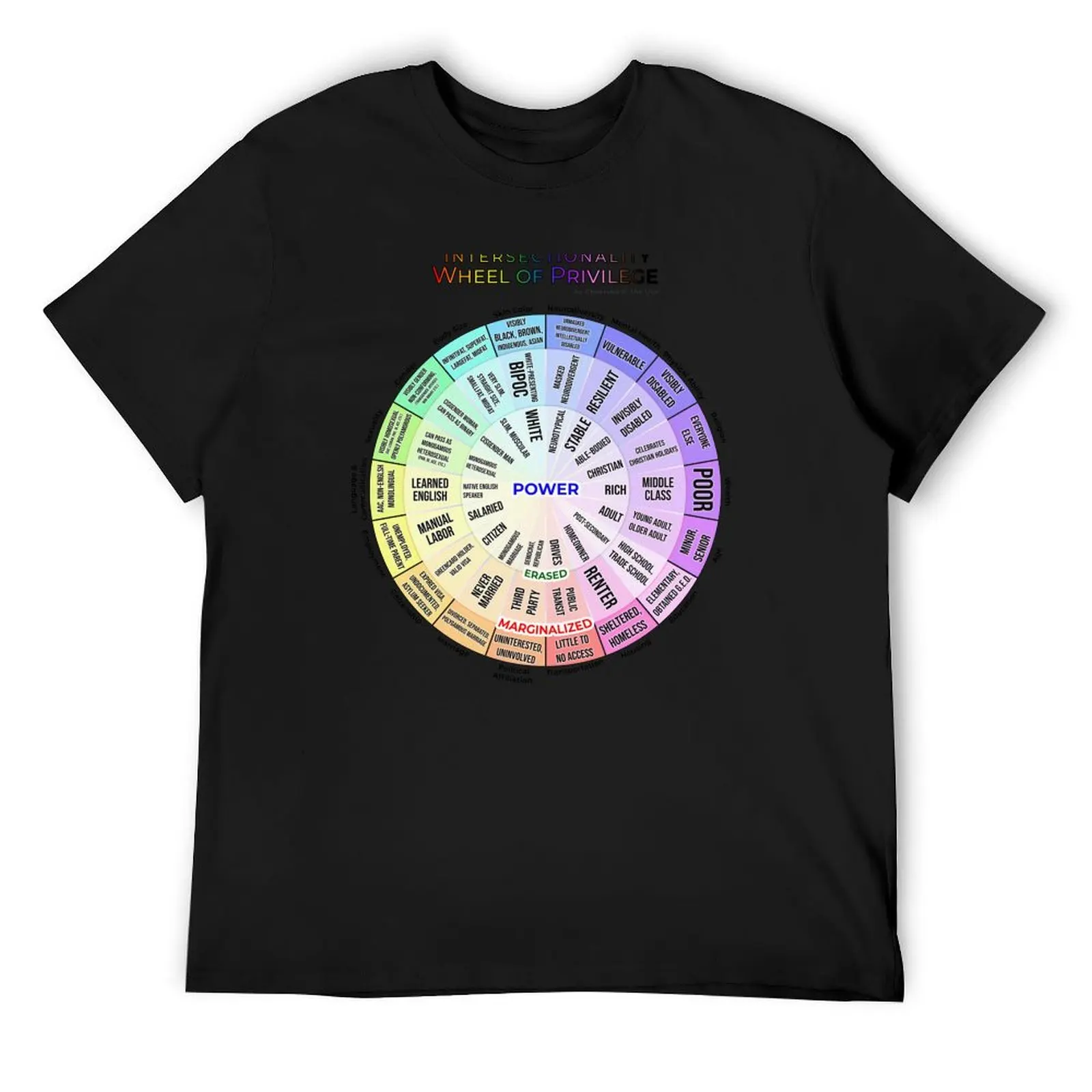 

Intersectionality: Wheel of Privilege T-Shirt oversized graphic tee plus size tops anime clothes Men's cotton t-shirt