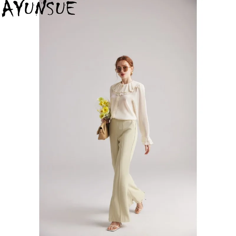 AYUNSUE بلوزة حرير التوت 100% للمرأة قمصان أنيقة بلوزة فريدة من نوعها للمكتب سيدة امرأة الملابس Roupas الأنثوية Blusa #4