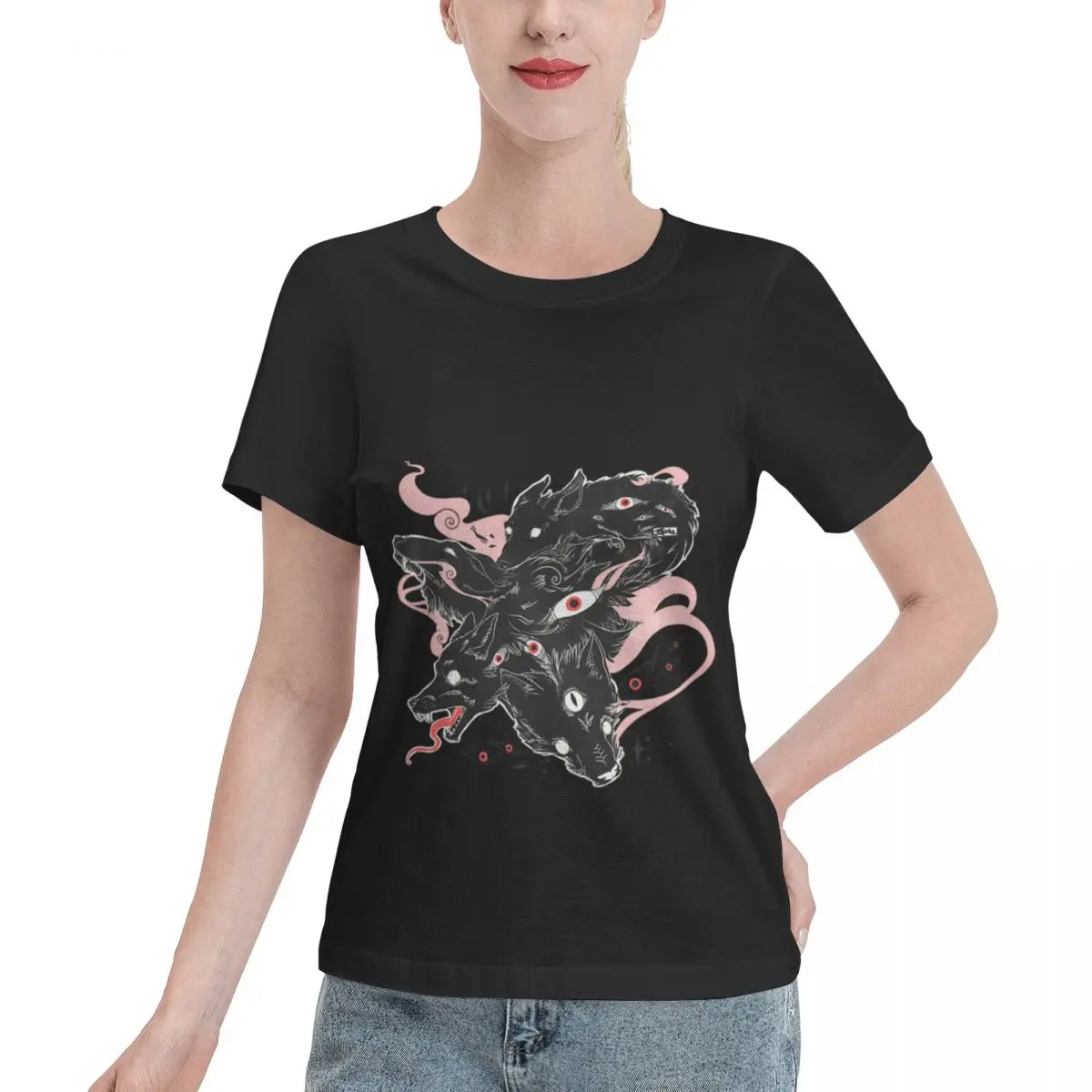 Reliable Item Wild Wolves With Many Eyes Boxy Women's T-shirt Night Out Classic Solid Tee