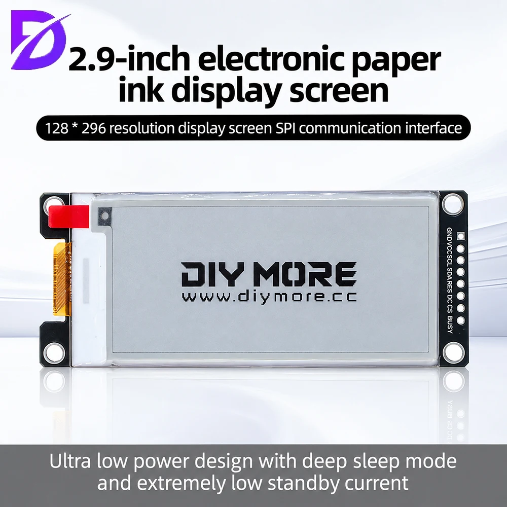 DC 2.2–3.7 V 2.9-inch LCD Module E-Paper Display 128×296 Resolution SPI Communication Interface SSD1680Z Driver Chip
