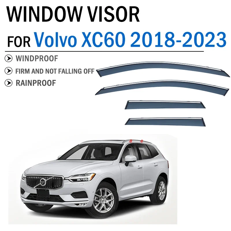 

FOR VOLVO XC60 2018-2023 Window Visor Deflector Visors Shade Sun Rain Guard Smoke Cover Shield Awning Trim Car Accessories