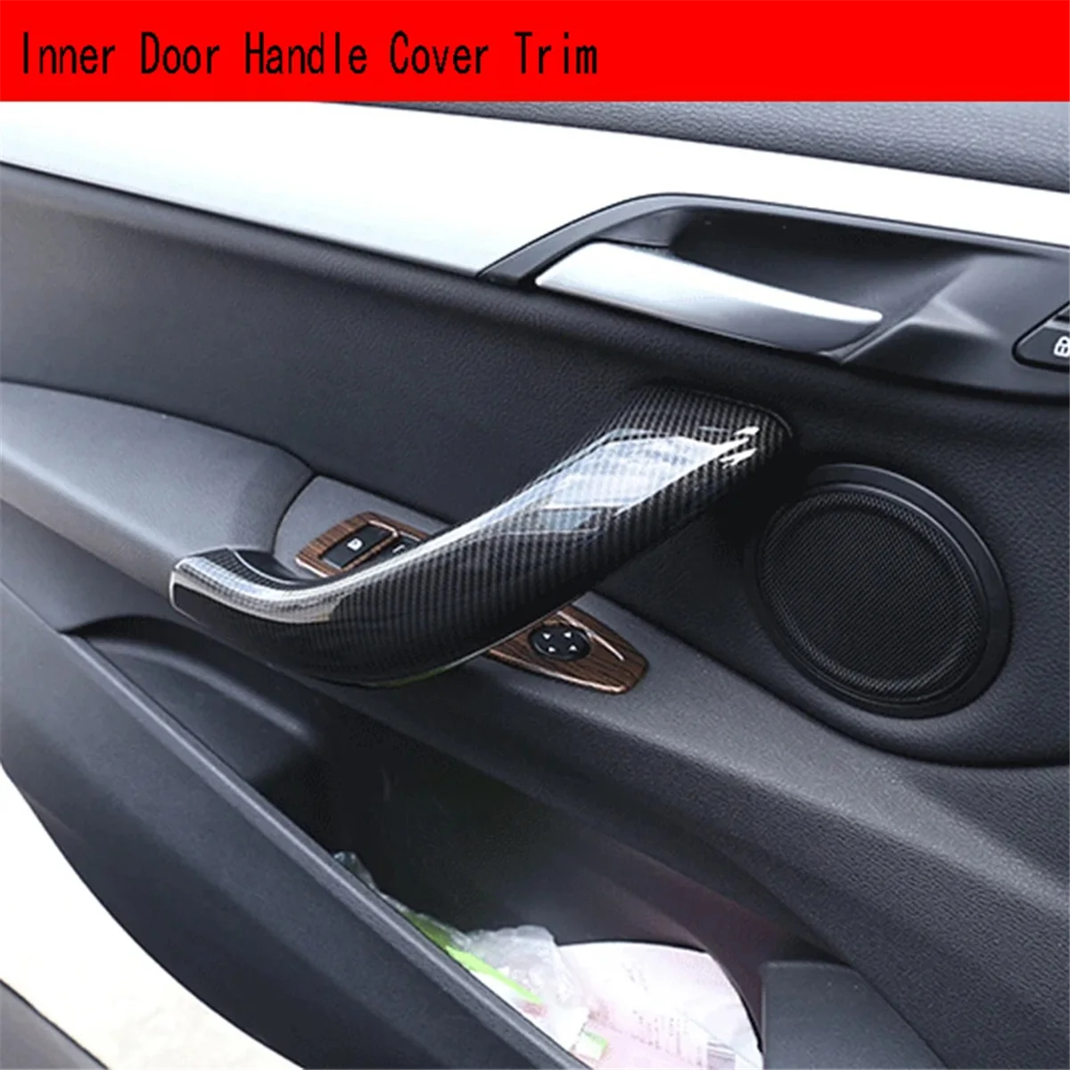 4Pcs ABS Carbon Fiber Pattern Car Inner Door Handle Cover Trim for X1 F48 2016-2019 X2 F47 2018-2020