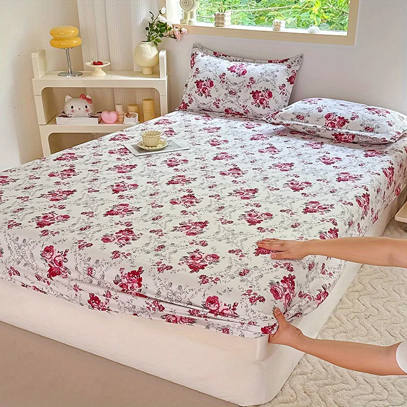 3-teiliges bedrucktes Bettwäsche-Set, weich und bequem, geeignet für Schlafzimmer, Gästezimmer, ein Spannbetttuch + zwei Kissenbezüge, kein Kern