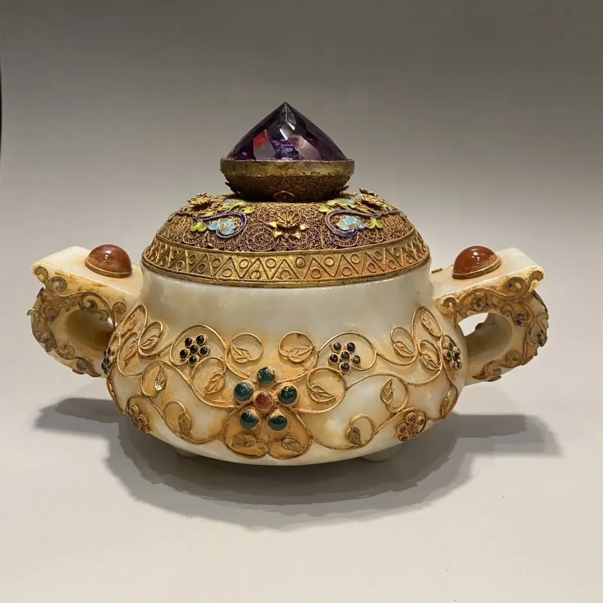 Old collection treasures, antiques inlaid incense burner, unique and atmospheric shape, intact and no bumps