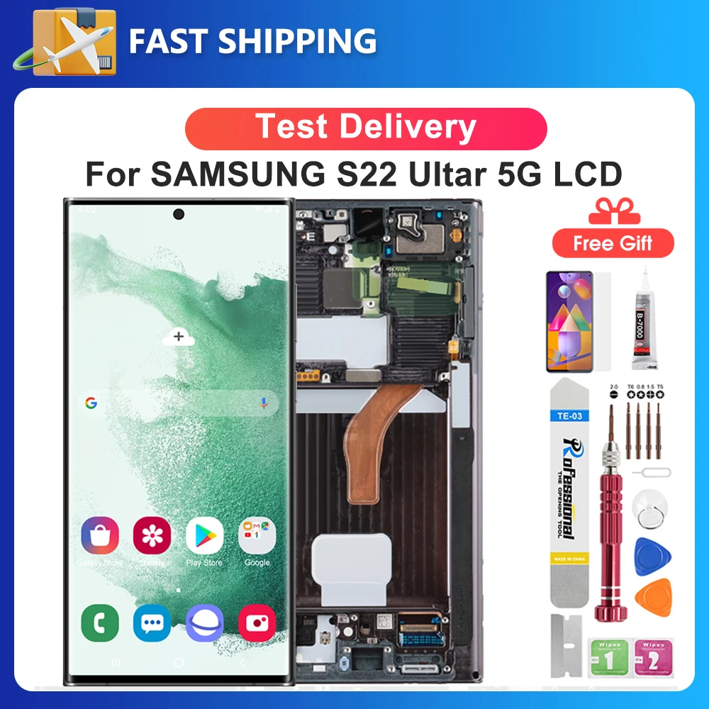 S22 Ultra For Samsung 6.8''For  S908 S908B S908U S908W S908E LCD Display Touch Screen Digitizer Assembly Replacement