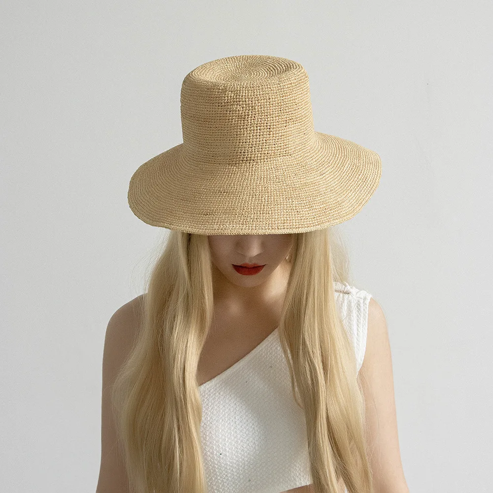 

USPOP New Fashion Casual Foldable Straw Hat, Hand-woven Raffia Straw Hat with Wide Brim Sun Hat Straw Bucket Hats