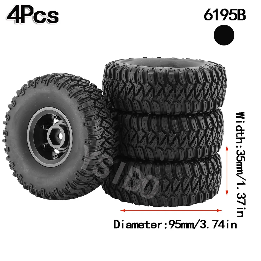 YSIDO 4PCS 1.55 Inch  Beadlock Plastic Wheel Rim Tires for RC Crawler Car Axial AX90069 D90 TF2 Tamiya CC01 LC70 MST JIMNY