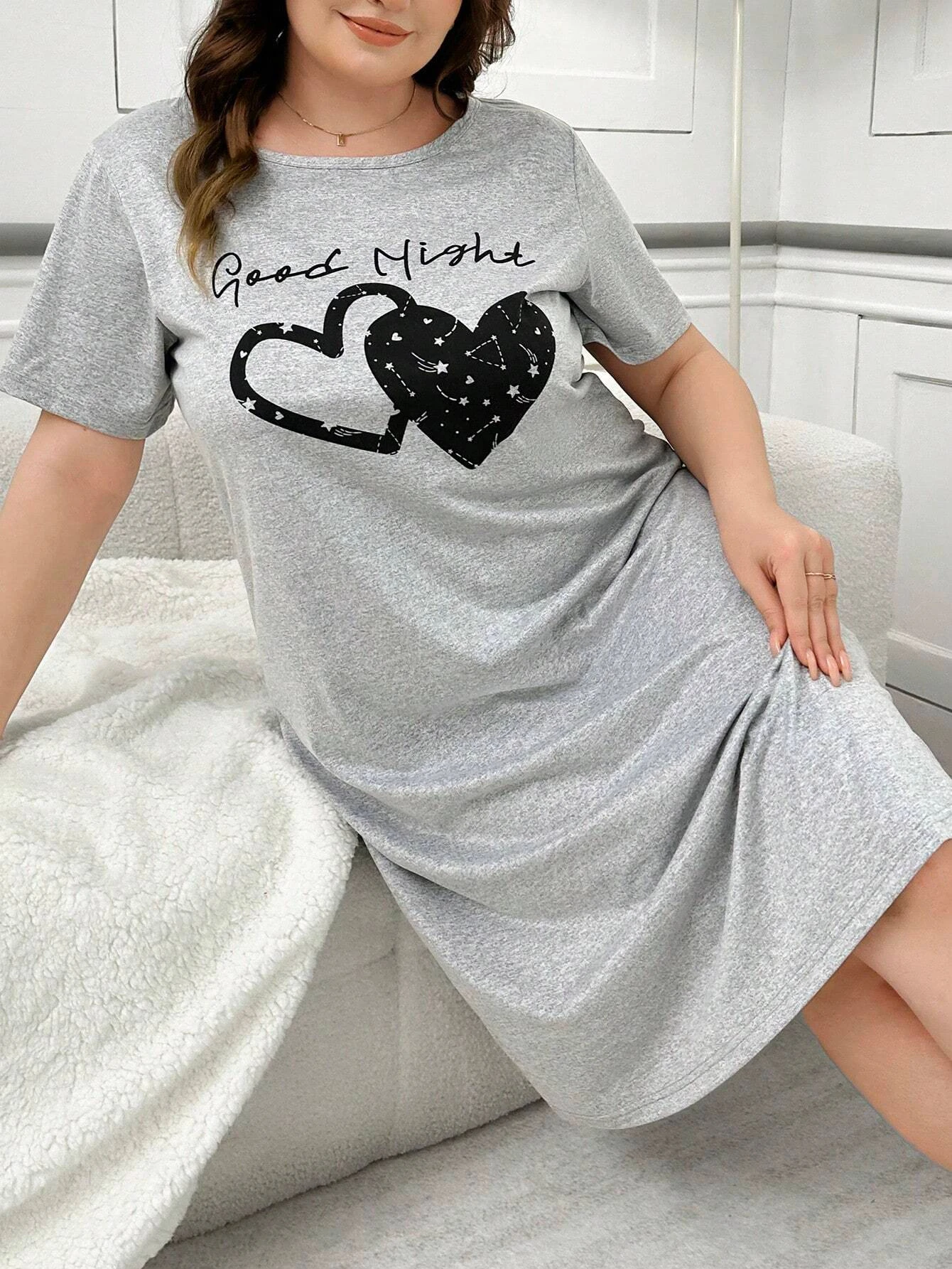 

Весенние домашние женские ночные рубашки с принтом букв и звездного неба и сердца, уличные платья длиной до колена, платья большого размера, уличное платье для свиданий