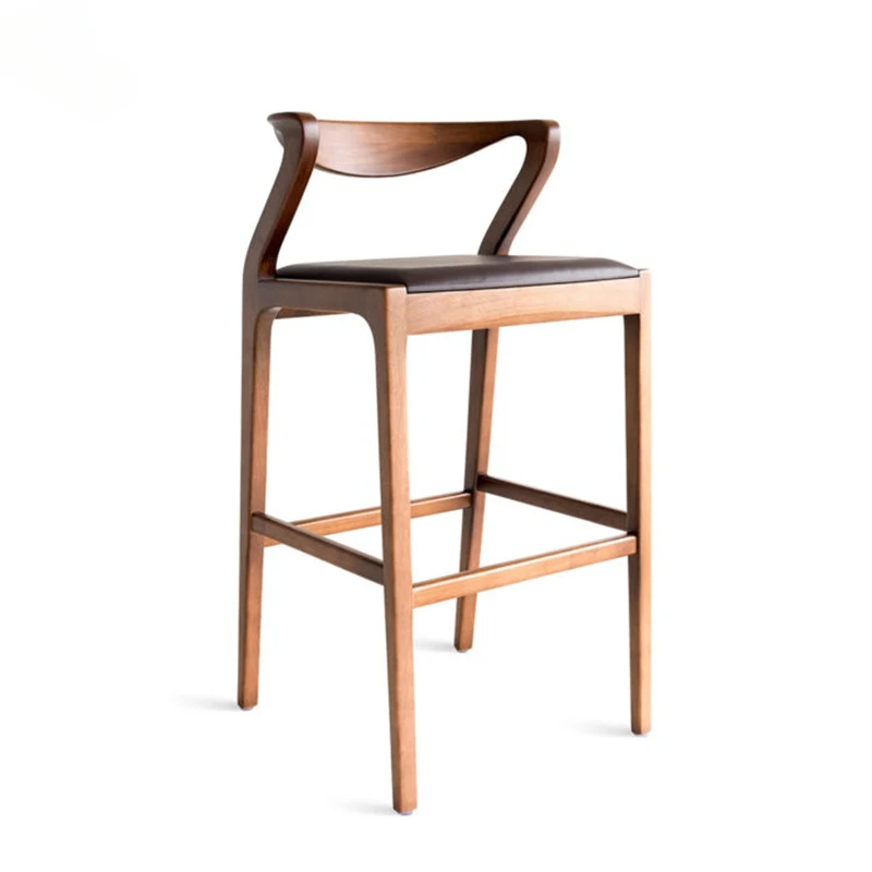 New Chinese Retro Chairs Designer Furniture Creative Back High Stools Home Solid Wood  Chair Kitchen High Stools