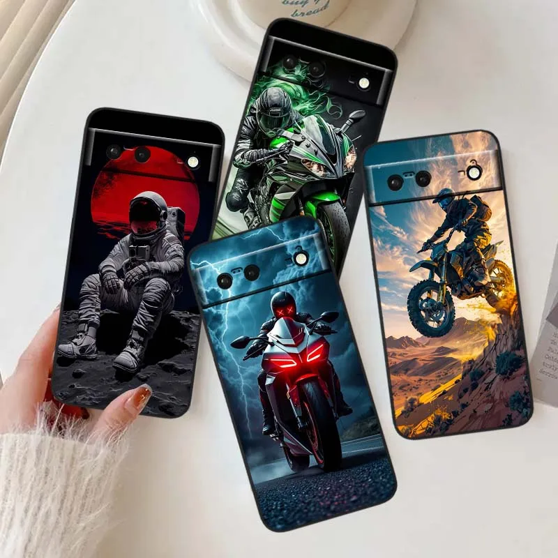 

Model Rider Cool For Google Pixel 10 9a 9 8A 8 7 7A 6 6A Pro XL 2024 5G Black Soft TPU Silicone Phone Case
