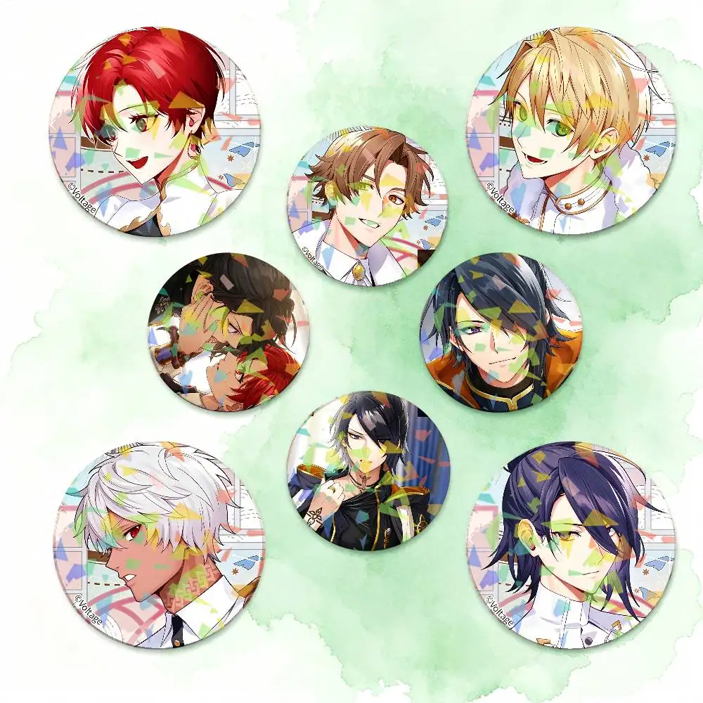 Otome Game Even If TEMPEST Dawn of the Witch Round Badge Lapel Pins for Backpacks Briefcase Laser Brooch Clothes Gifts