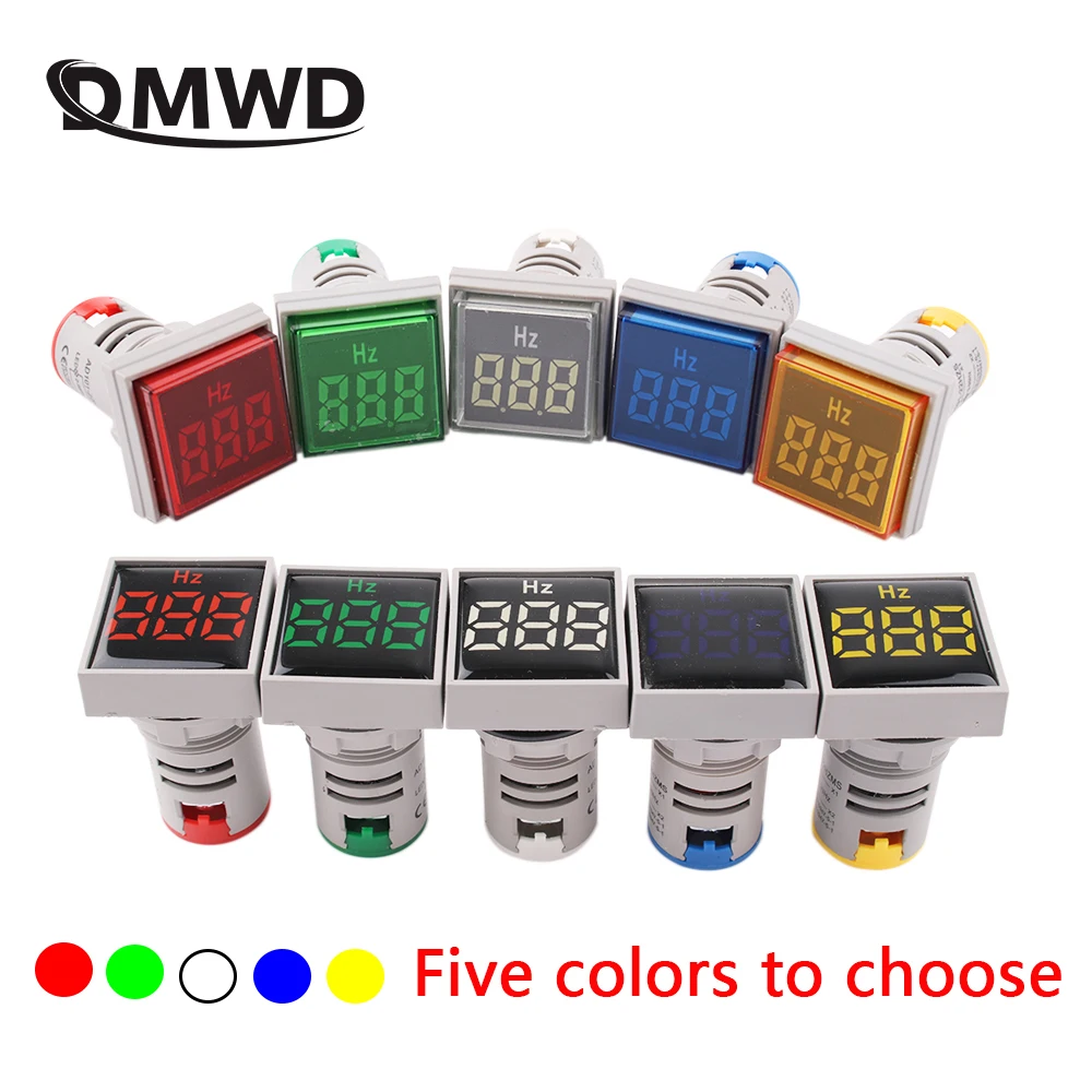 22mm Digital Display Electricity Hertz Meter Colorful With LED Round/Square Meter AC 60-500V Blue Yellow Red Green White