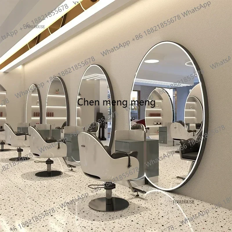 zS173Modern fashion Hair Salon Mirrors Barber Shop Large Round Mirror Creative Wall Mirror Hair Salon Special Dressing Table Mir