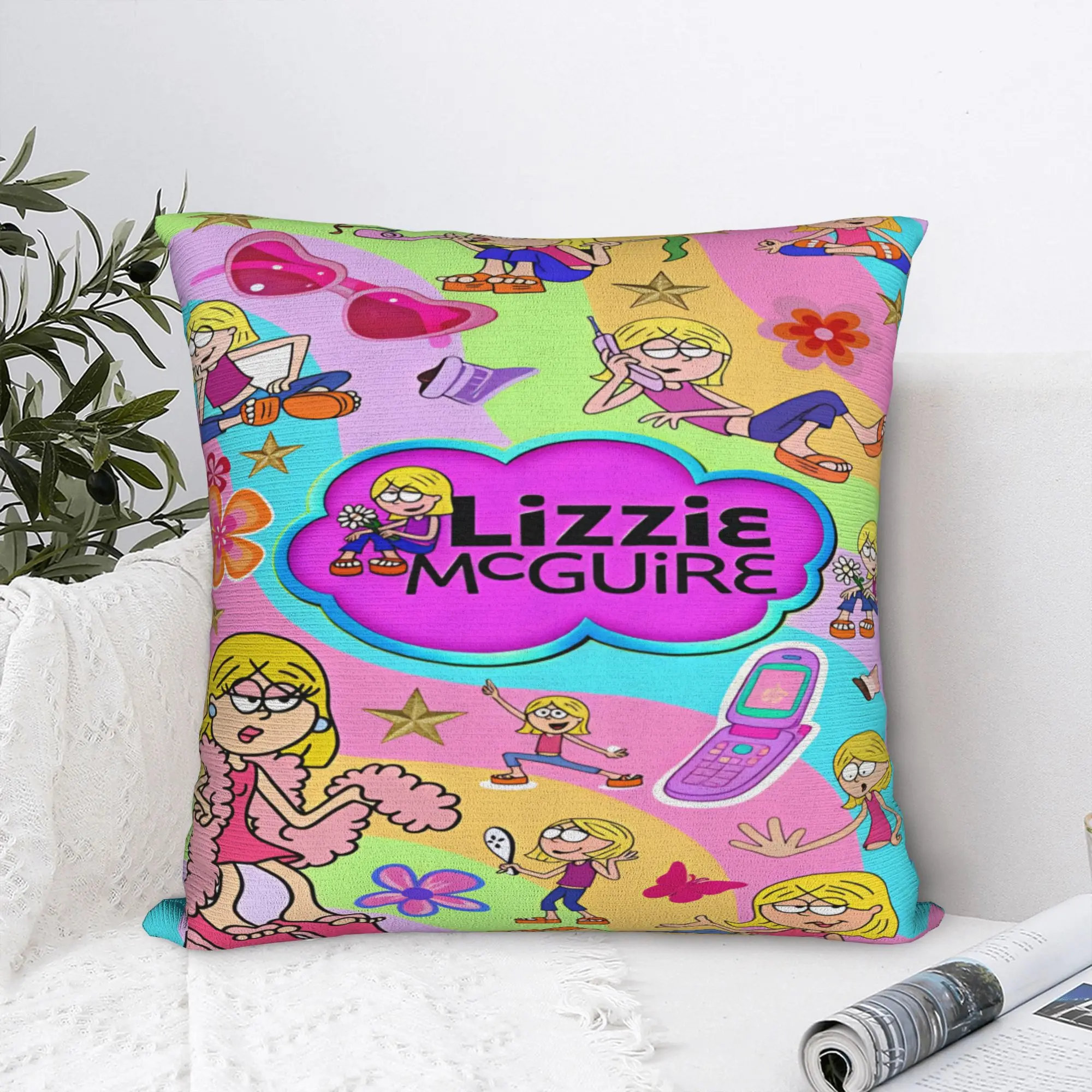 Lizzies Cartoon McGuires Pillow Cover  Cute Funny Pillow Case For Sofa Bedroom Home Decor Graphic Cushion Cover Birthday Present