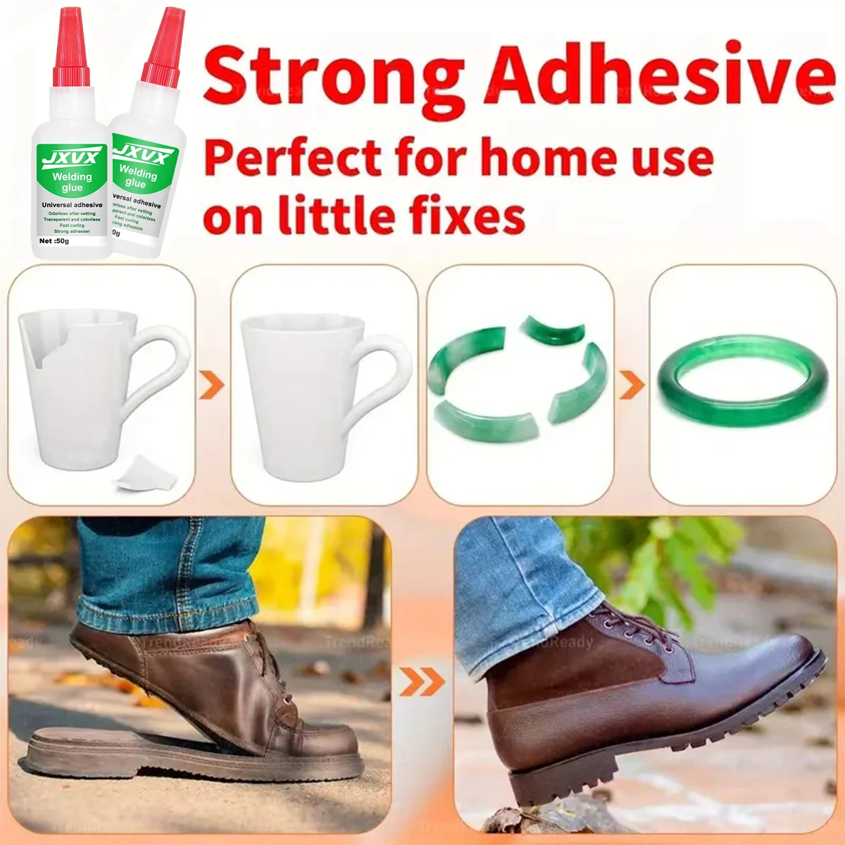 JXVX 50g لاصق زيتي فائق القوة لللحام متعدد الأغراض لاصق سائل قوي للغاية أداة لاصقة 20 جرام - لاصق CA شفاف سريع الجفاف للمعادن والبلاستيك والخشب والسيراميك والزجاج. #3