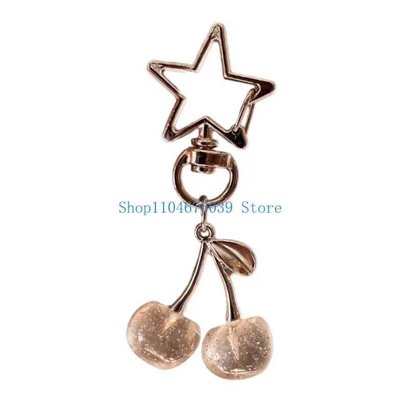 5asd Cherry Bag Pendant Everyday Use Keyring for Ladies 3D Fruit Ring Jewelry Decoration for Phones and Wallets