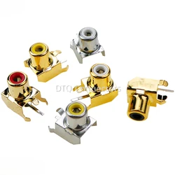 10PCS AV Socket 4Pin RCA Single-hole PCB Soldering Audio Video Female Connector Gold-plated Nickel-plated