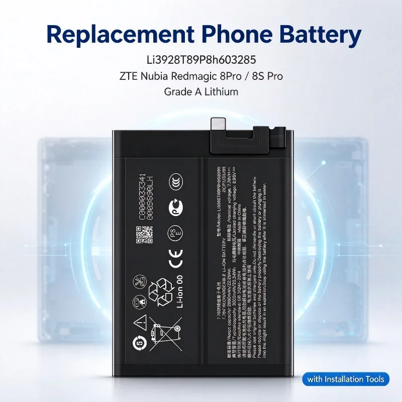 Li3928T89P8h603285 Phone Battery for ZTE Nubia Redmagic 8Pro 8S Pro, Grade A Replacement Battery with Tools