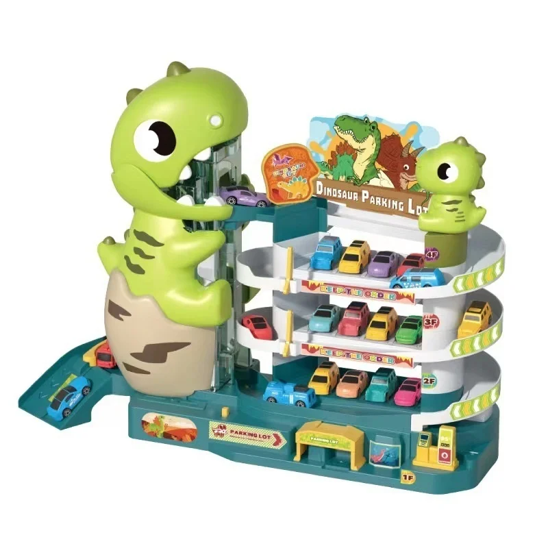 جديد Panshan الطريق السكك الحديدية سيارة المسار سلسلة لعب الأطفال القطارات الصغيرة مغامرة تجميع المسار ديناصور موقف للسيارات الزينة