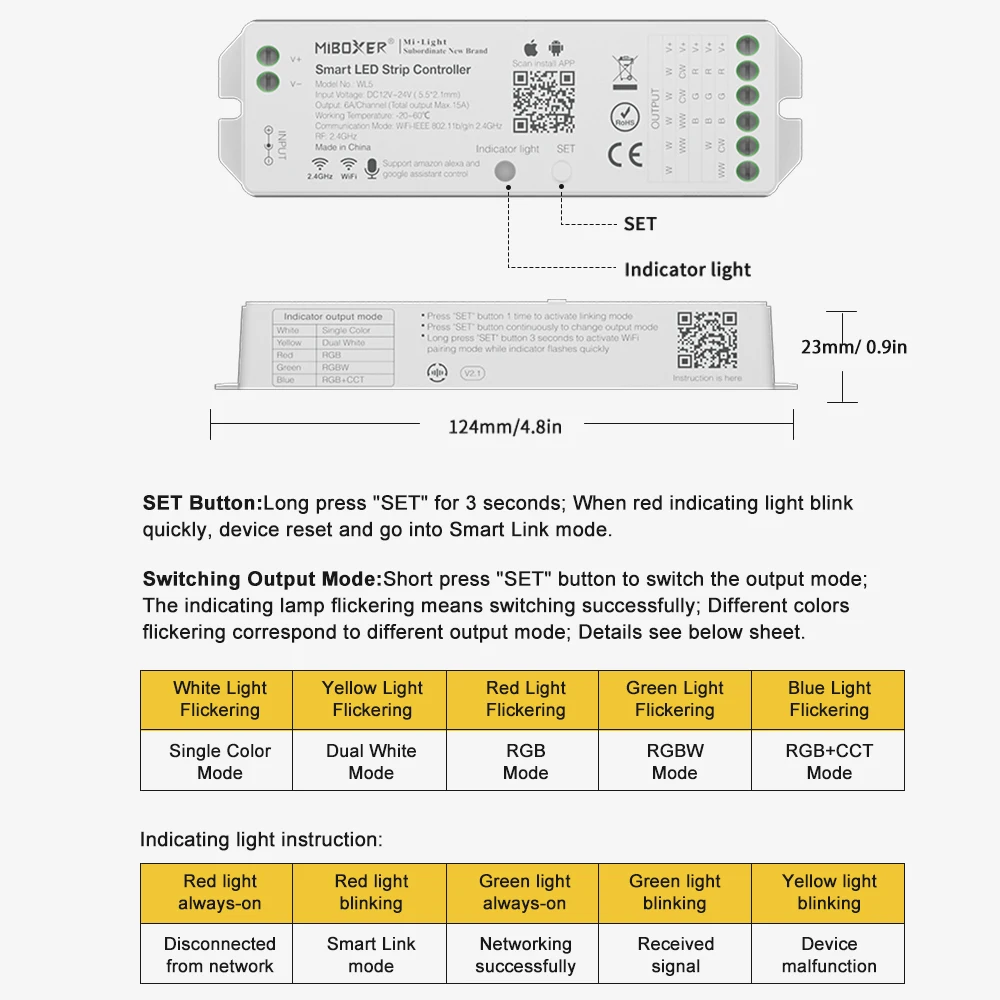 Imagem -06 - Gingow-wifi Led Strip Lights Controller Regulável 5-em1 Cct Rgb Rgbw Rgbcct Tuya App Compatível com Alexa Google Home