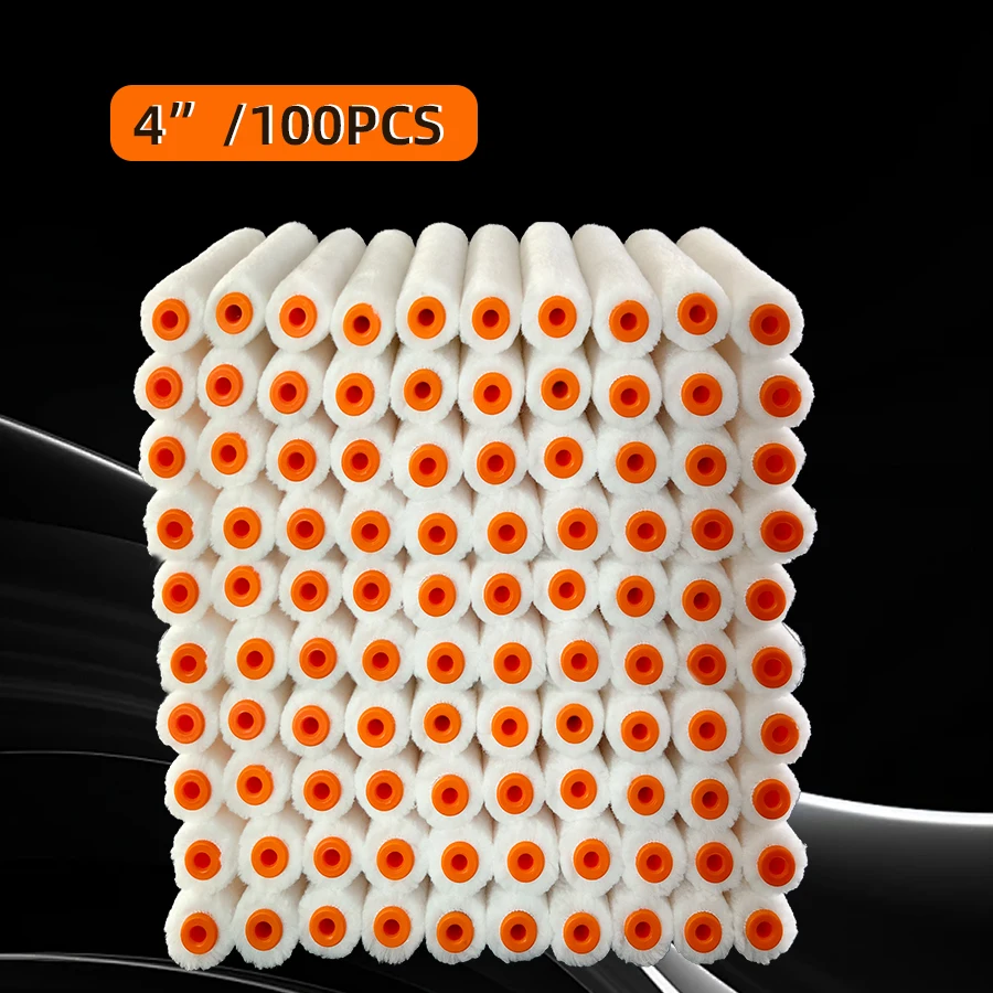 

4 Inch Thumb Mini Paint Roller No Shedding Corner Edging Tool Wall Latex Paint Touch Up Roller Brush 100 Pack