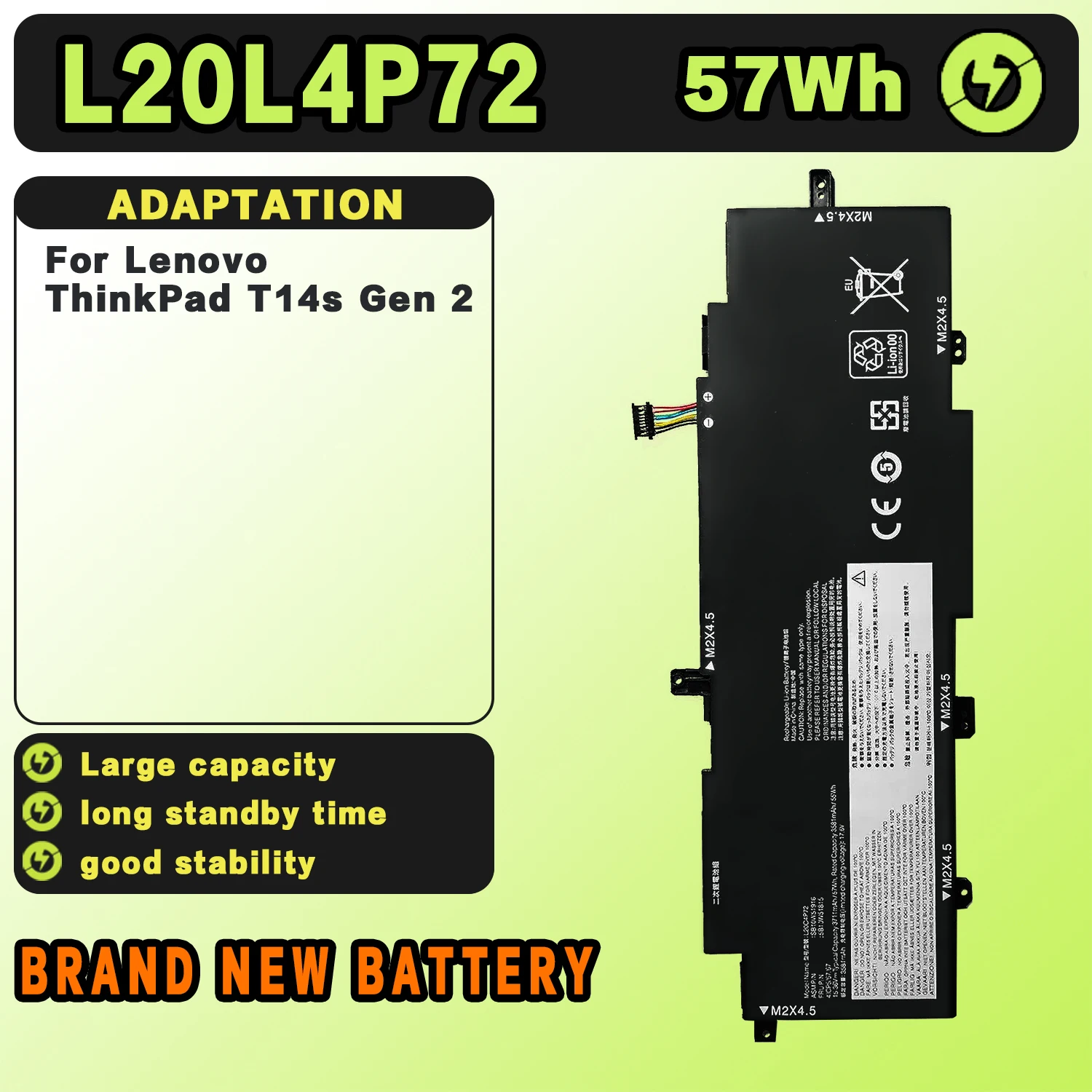SAT L20L4P72 New Laptop Batteries Replacement For LENOVO ThinkPad T14s Gen2 L20M4P72 L20L4P72 L20C4P72 15.36V-57Wh-3711mAh