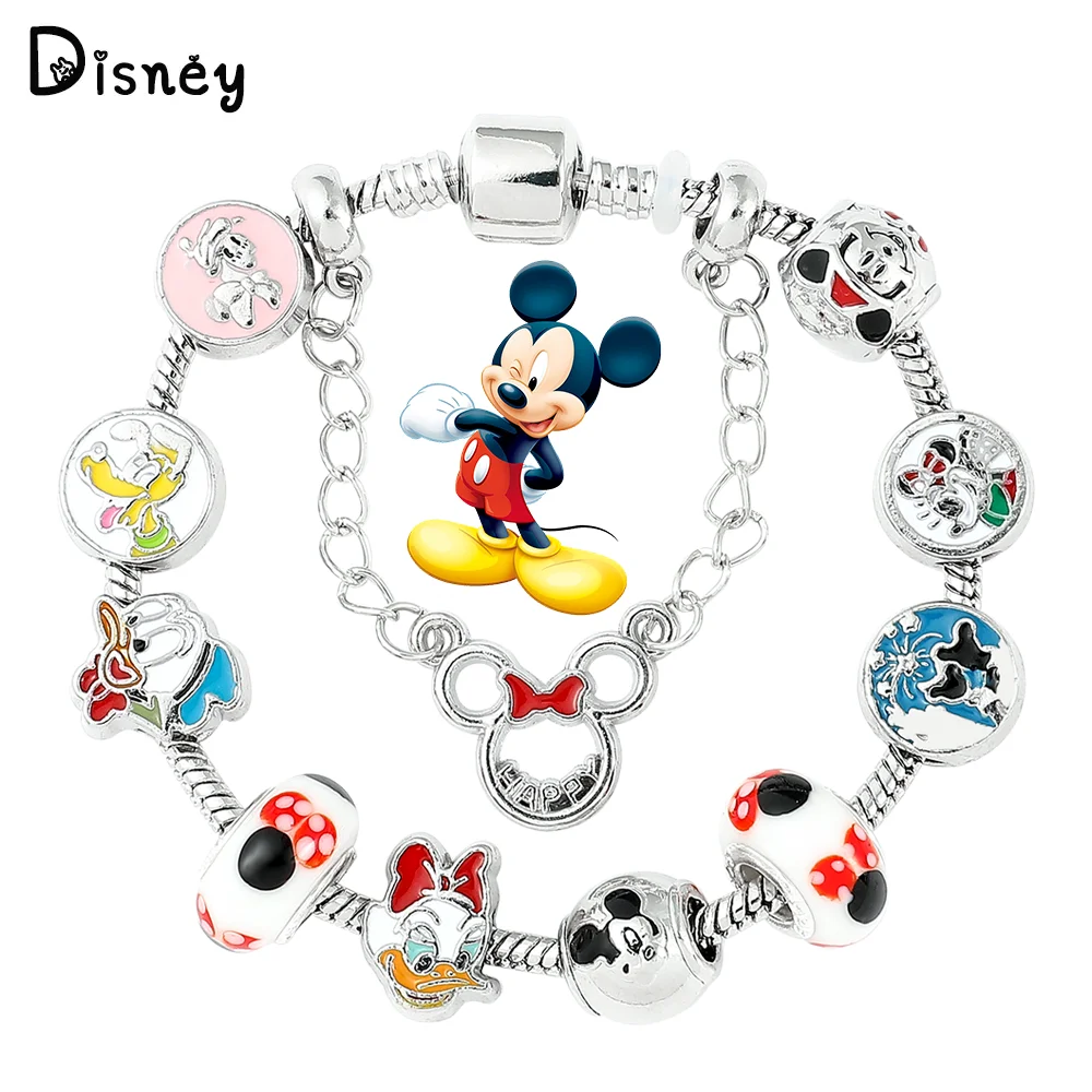 Mickey Minnie perles pendentif Bracelet Donald canard marguerite canard bricolage perles luxe charme Bracelet bijoux accessoires faits à la main