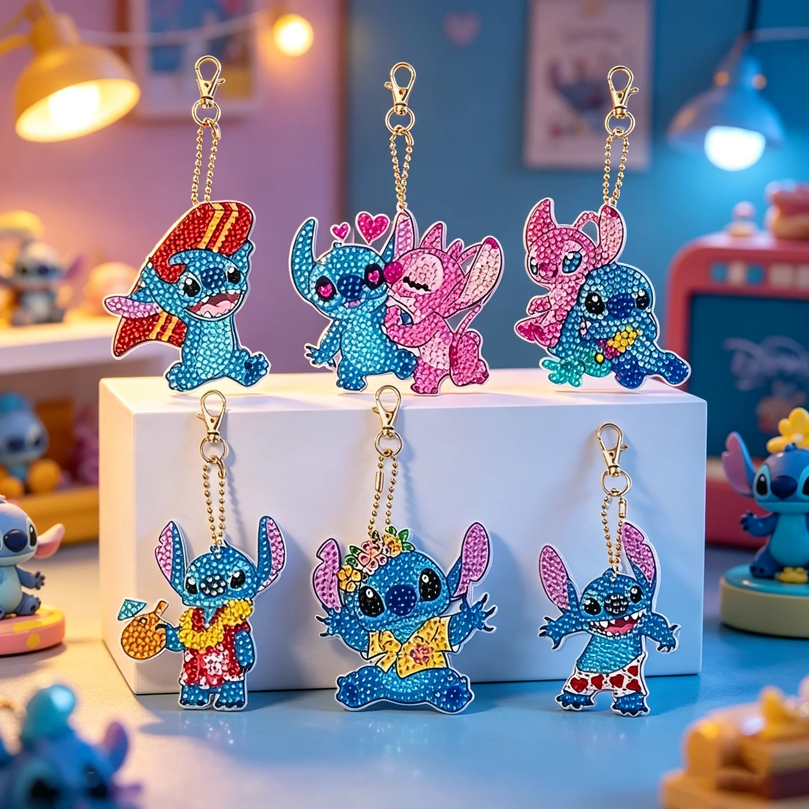 

Blue Alien DIY 5D Diamond Painting Keychain Cute Cartoon Bag Pendant Handmade Craft Kit for Kids Birthday Gift