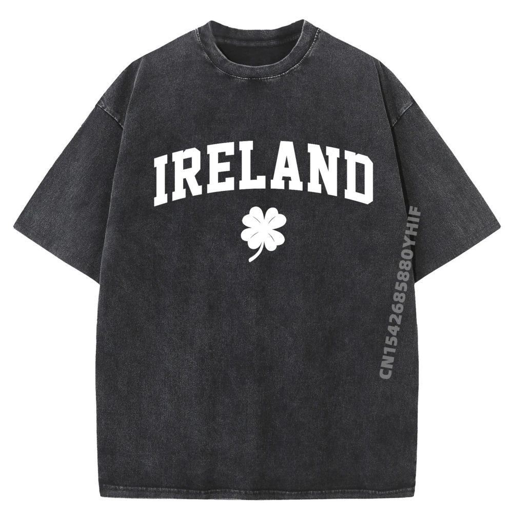 

Special Women's T Shirts Retro Washed T Shirts Ireland Funny Irish Shamrock Leaf Mens Graphic Tees Luxury Clothes