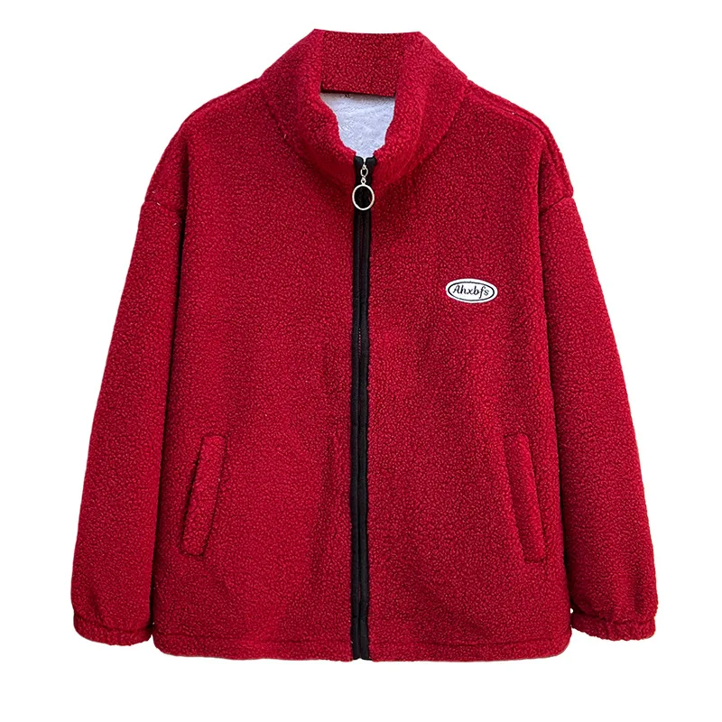 

XXXL модные женские парки больших размеров, зимняя новая универсальная куртка с флисовым воротником-стойкой, плюшевая куртка, теплое пальто на молнии 222