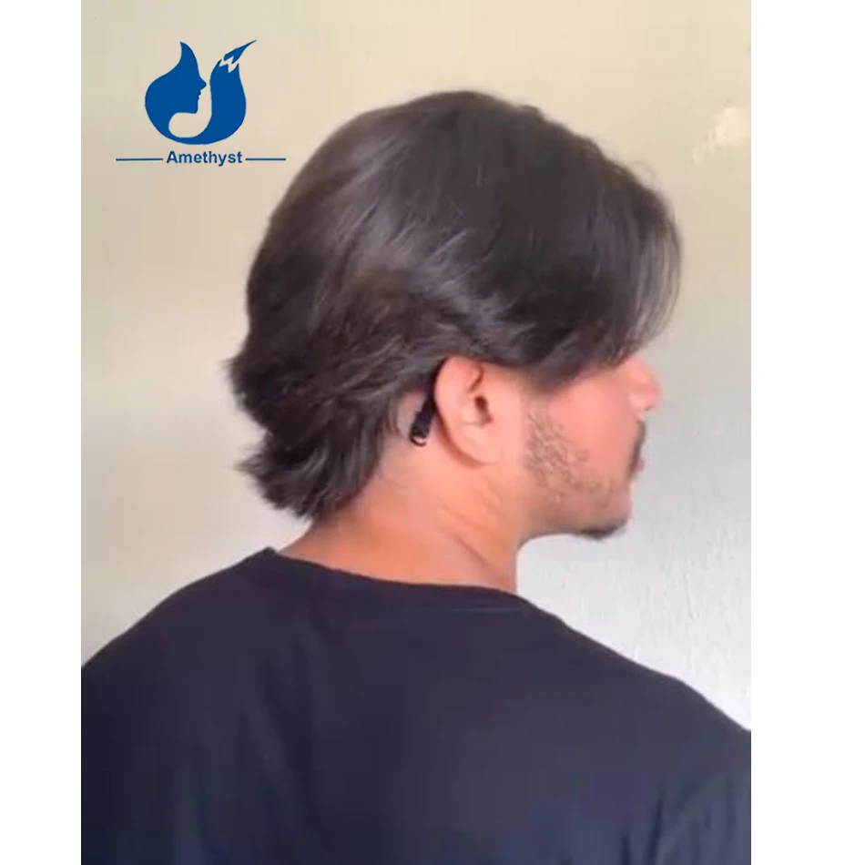 جمشت الرجال الطبيعي الأسود الذئب قطع قصيرة عابث قطع شعر مستعار ريمي الشعر البشري 13x6 الدانتيل الجبهة قبل قطعها شعر مستعار مستقيم الذكور